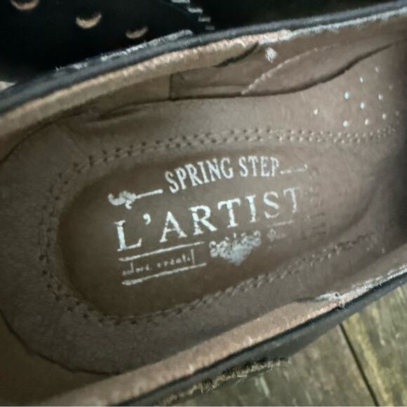 L'Artiste Spring Step Bardot derby Oxford leather colorblock heel 40 brown black - Picture 7 of 9